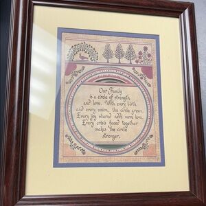 Our Family Circle Of Strength & Love laser cut poem framed scissor cut